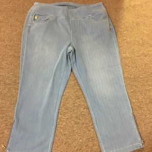 QVC Kim Gravel stretch denim crop pants